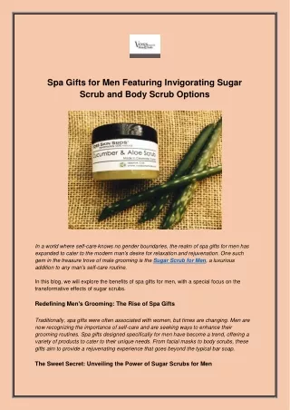 Spa Gifts for Men Featuring Invigorating Sugar Scrub and Body Scrub Options