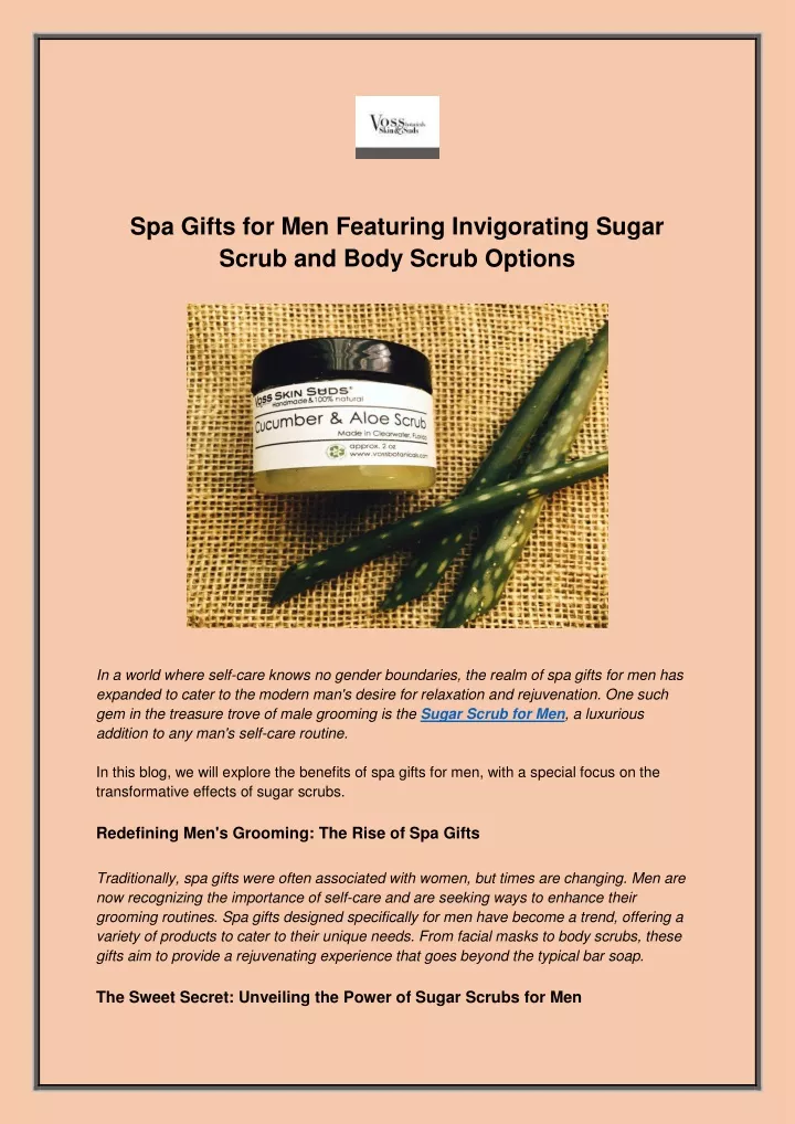 spa gifts for men featuring invigorating sugar