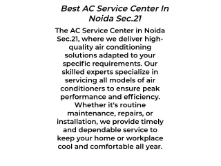 Best AC Service Center In Noida Sec.21