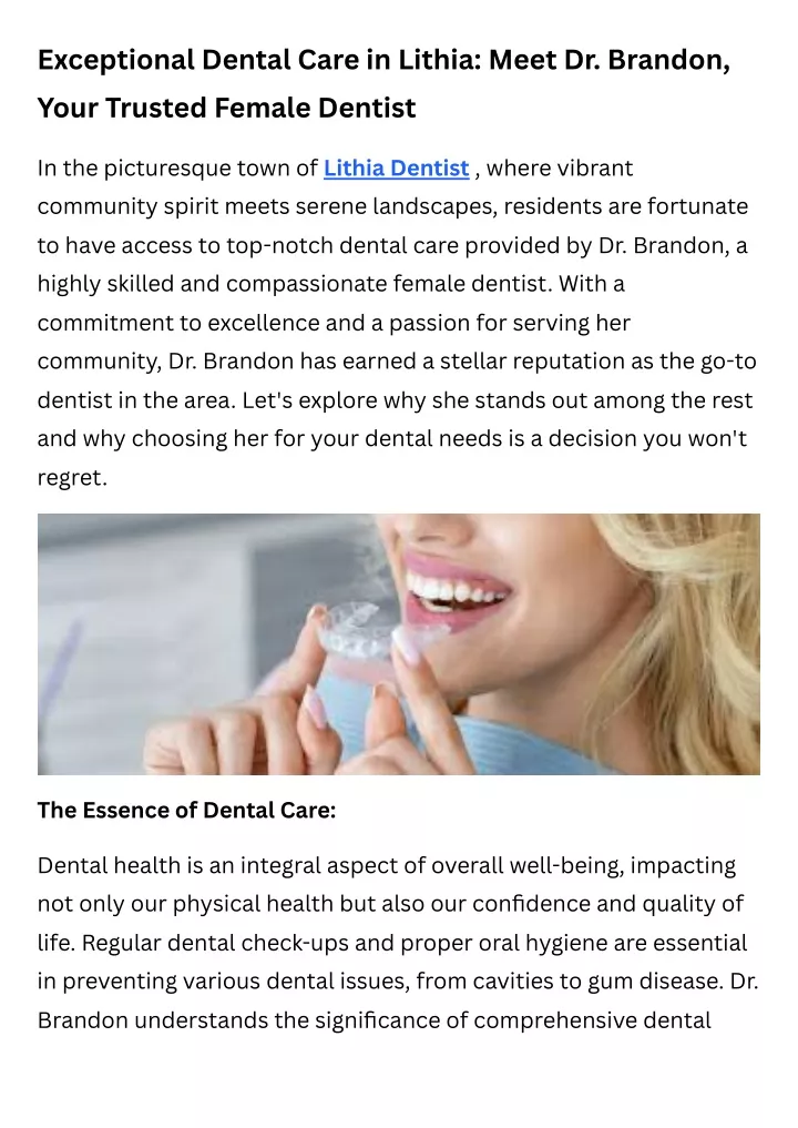 exceptional dental care in lithia meet dr brandon