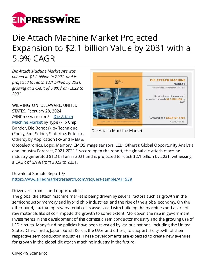 die attach machine market projected expansion