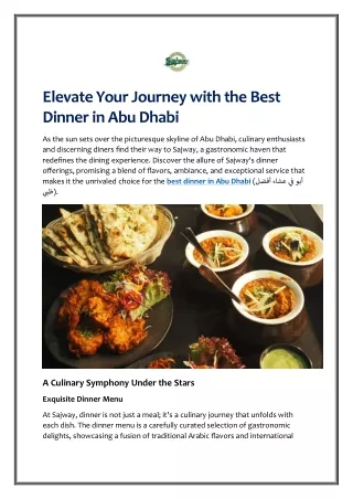 Elevate Your Journey with the Best Dinner in Abu Dhabi