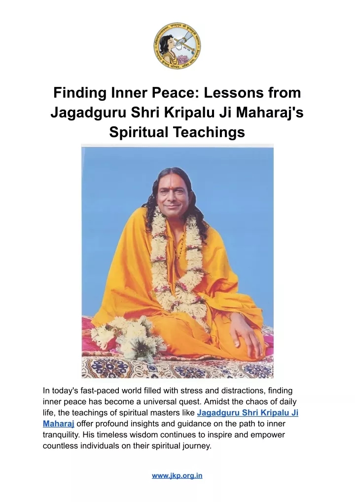 finding inner peace lessons from jagadguru shri