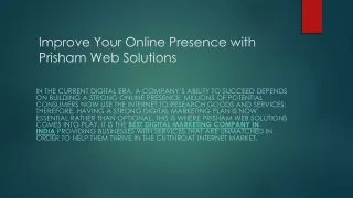 Improve Your Online Presence with Prisham Web Solutions