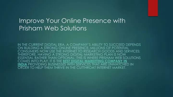 improve your online presence with prisham web solutions