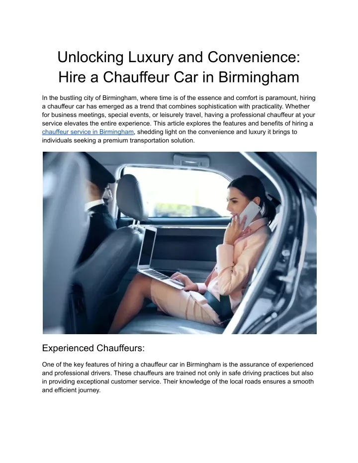 unlocking luxury and convenience hire a chauffeur