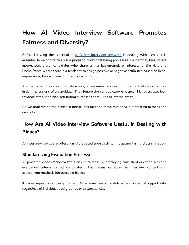 how ai video interview software promotes fairness