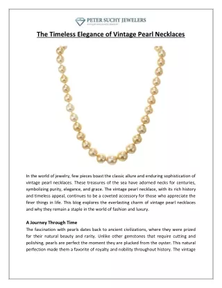 The Timeless Elegance of Vintage Pearl Necklaces