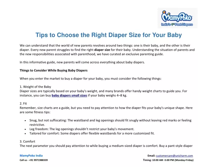 tips to choose the right diaper size for your baby