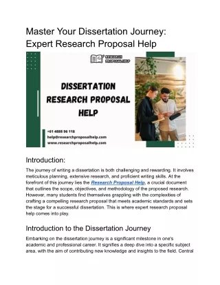 Master Your Dissertation Journey Expert Research Proposal Help