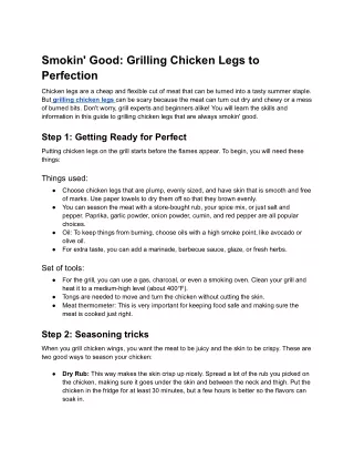 Grilling Chicken Legs to Perfection - Google Docs