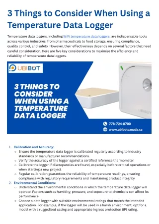 3 Things to Consider When Using a Temperature Data Logger