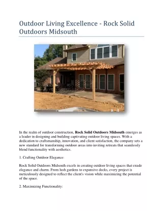 Outdoor Living Excellence - Rock Solid Outdoors Midsouth