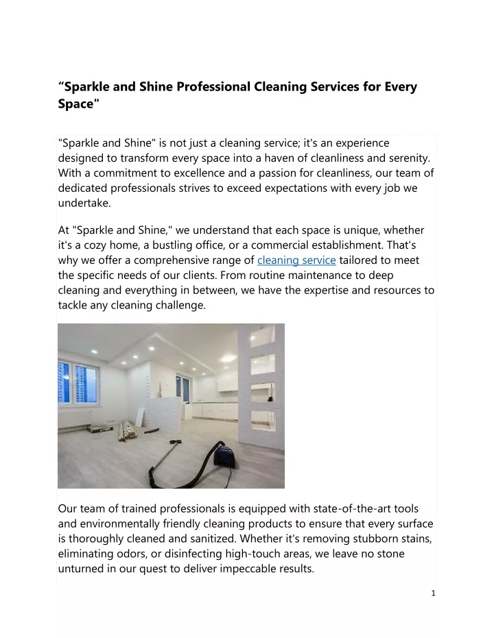 sparkle and shine professional cleaning services
