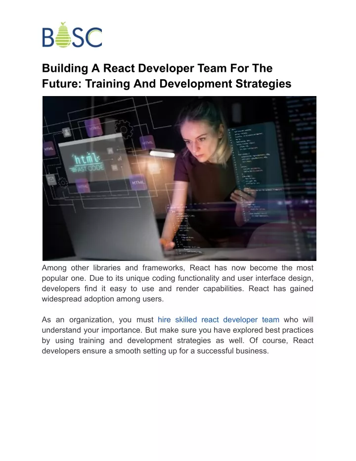 building a react developer team for the future