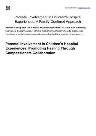 Parental Involvement in Children's Hospital Experiences A Family-Centered Approach