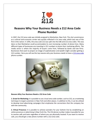 Reasons Why Your Business Needs a 212 Area Code Phone Number