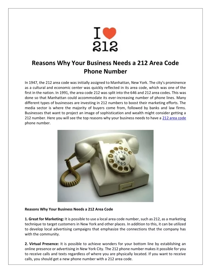 reasons why your business needs a 212 area code