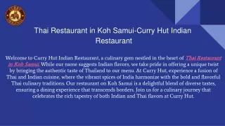 Thai Restaurant in Koh Samui-Curry Hut Indian  Restaurant