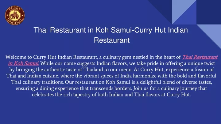 thai restaurant in koh samui curry hut indian restaurant