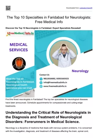 The Top 10 Specialties in Faridabad for Neurologists Free Medical Info