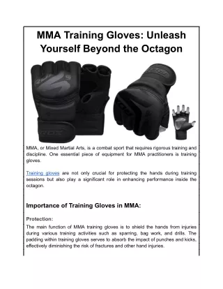 MMA Training Gloves: Unleash Yourself Beyond the Octagon