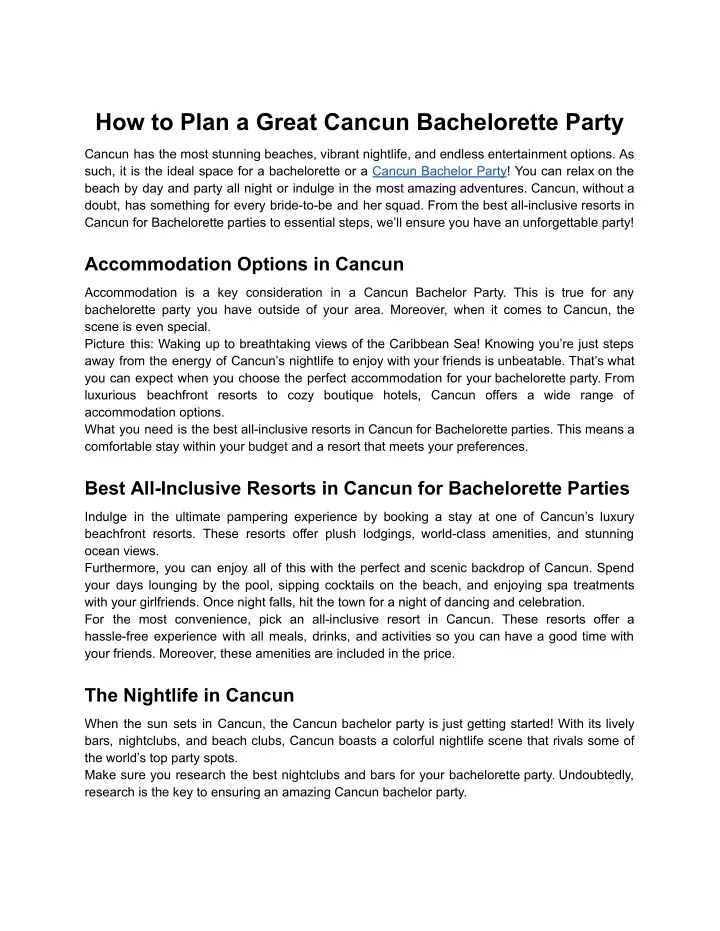 how to plan a great cancun bachelorette party