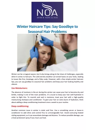 Winter Haircare Tips: Say Goodbye to Seasonal Hair Problems