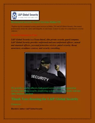 Residential Security Guard Services Dallas TX pdf