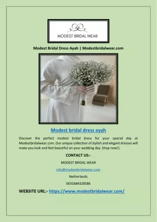 Modest Bridal Dress Ayah | Modestbridalwear.com