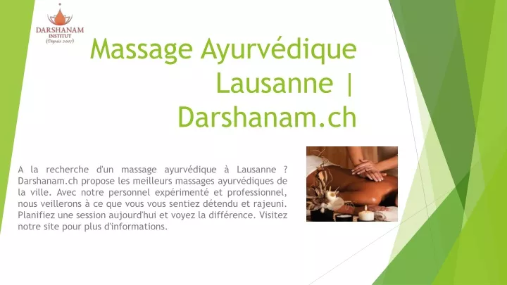massage ayurv dique lausanne darshanam ch