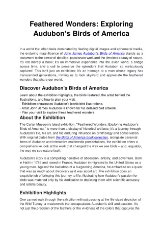 Feathered Wonders Exploring Audubon’s Birds of America