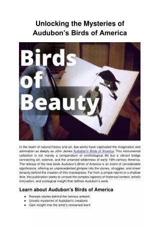 Unlocking the Mysteries of Audubon’s Birds of America