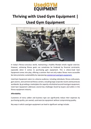 Thriving with Used Gym Equipment  Used Gym Equipment