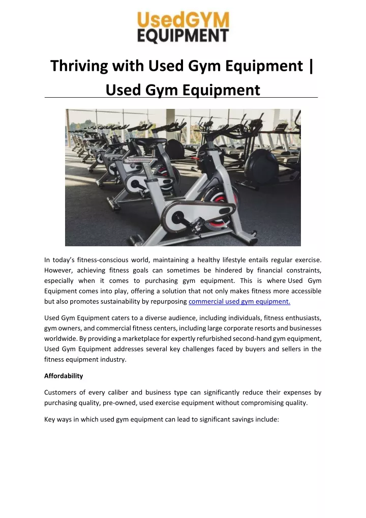 thriving with used gym equipment used