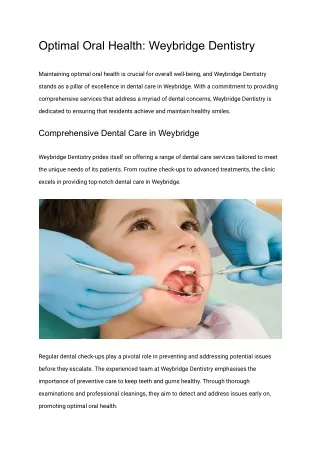 Optimal Oral Health_ Weybridge Dentistry