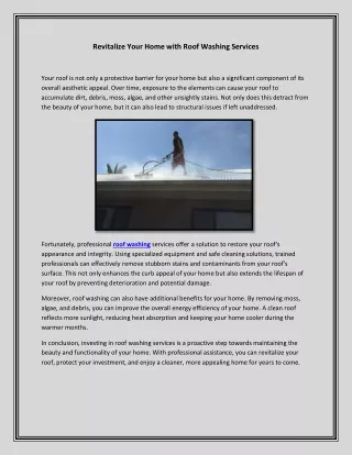 Revitalize Your Home with Roof Washing Services