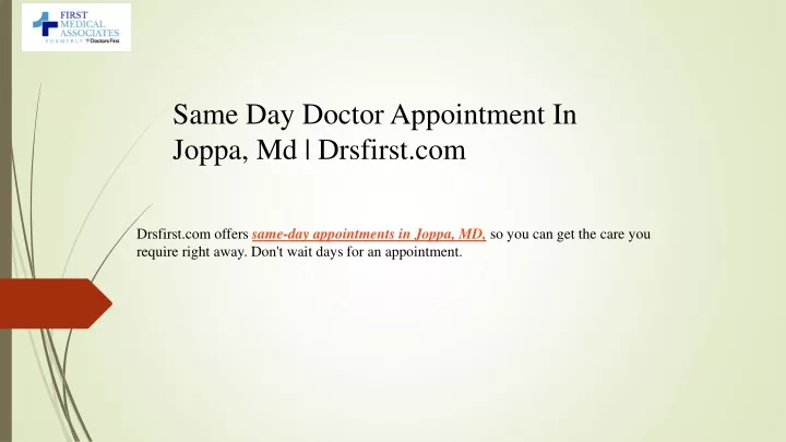 same day doctor appointment in joppa md drsfirst