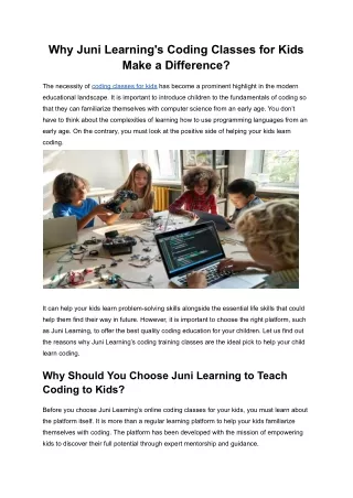 Why Juni Learning's Coding Classes for Kids Make a Difference