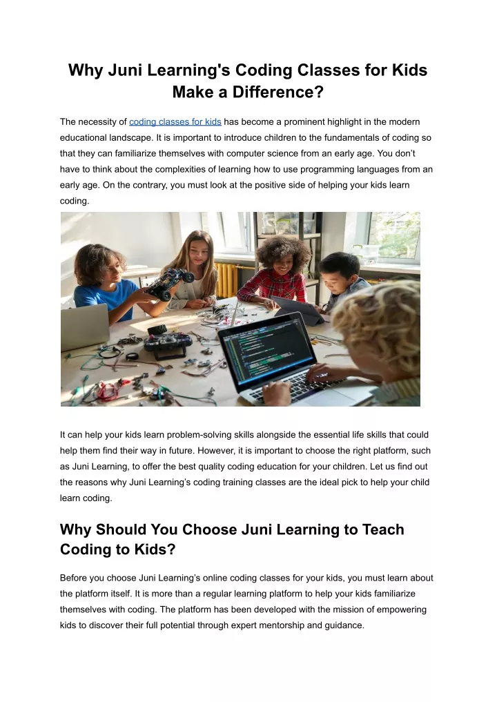 why juni learning s coding classes for kids make