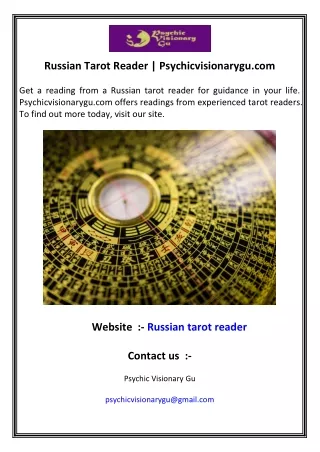 Russian Tarot Reader  Psychicvisionarygu.com