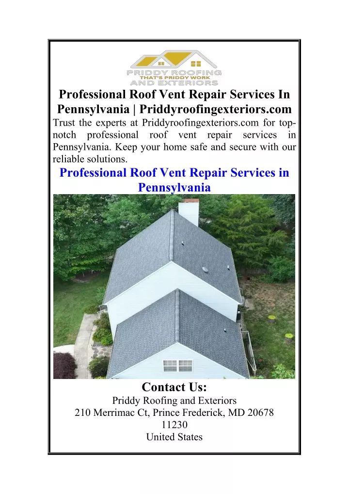 professional roof vent repair services