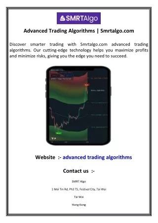 advanced trading algorithms smrtalgo com