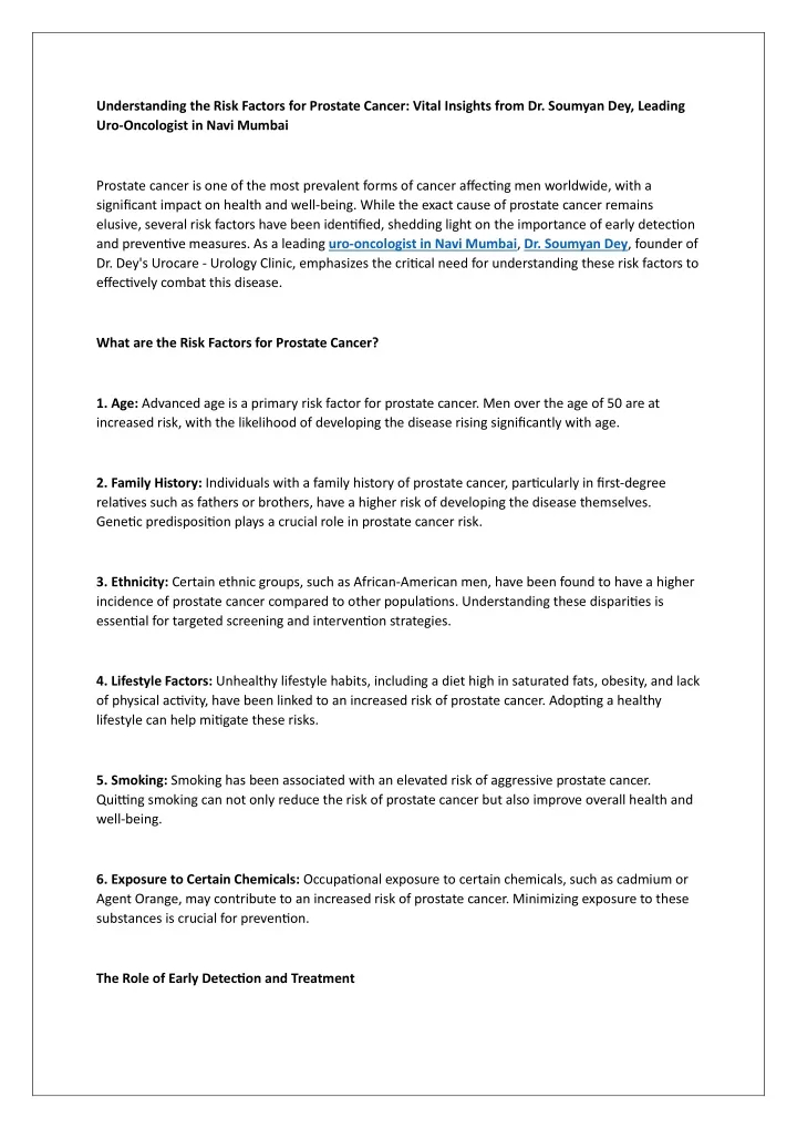 understanding the risk factors for prostate