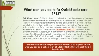 what can you do to fix quickbooks error 1712