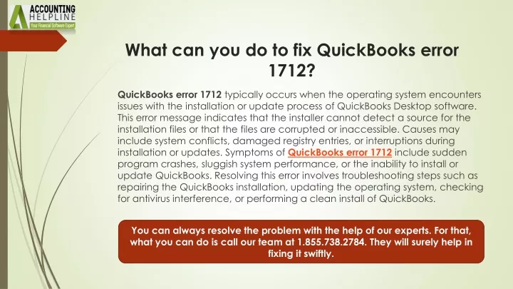 what can you do to fix quickbooks error 1712