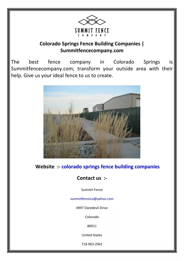 colorado springs fence building companies