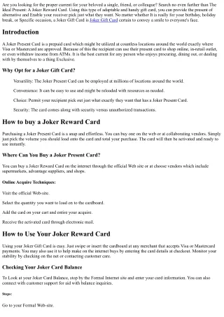 The proper Present: A Joker Gift Card