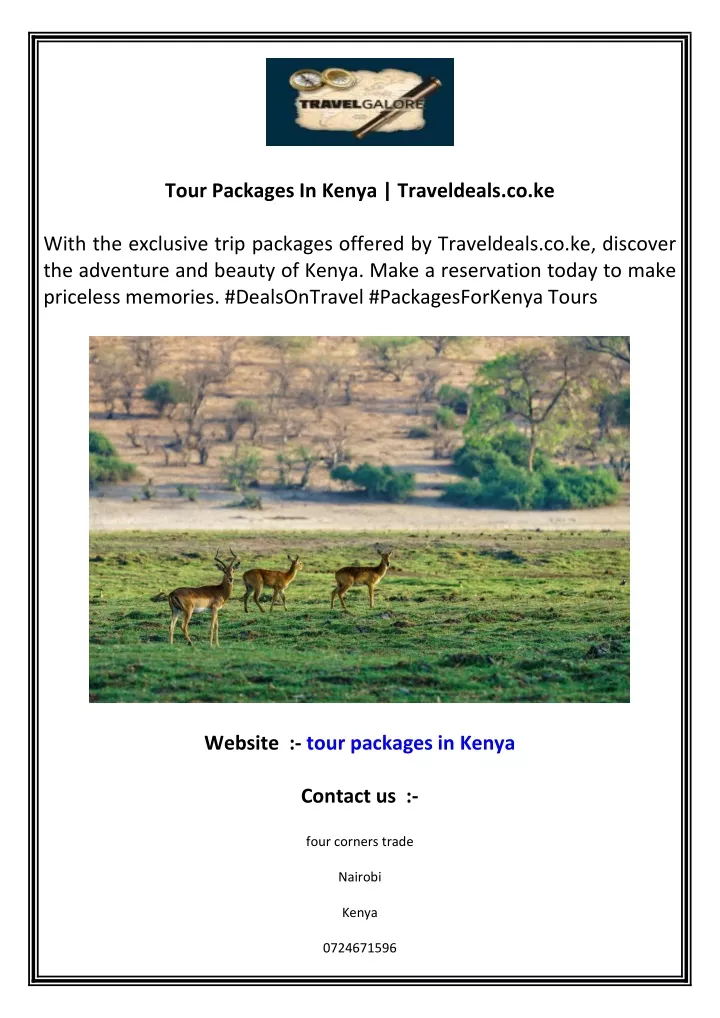 tour packages in kenya traveldeals co ke