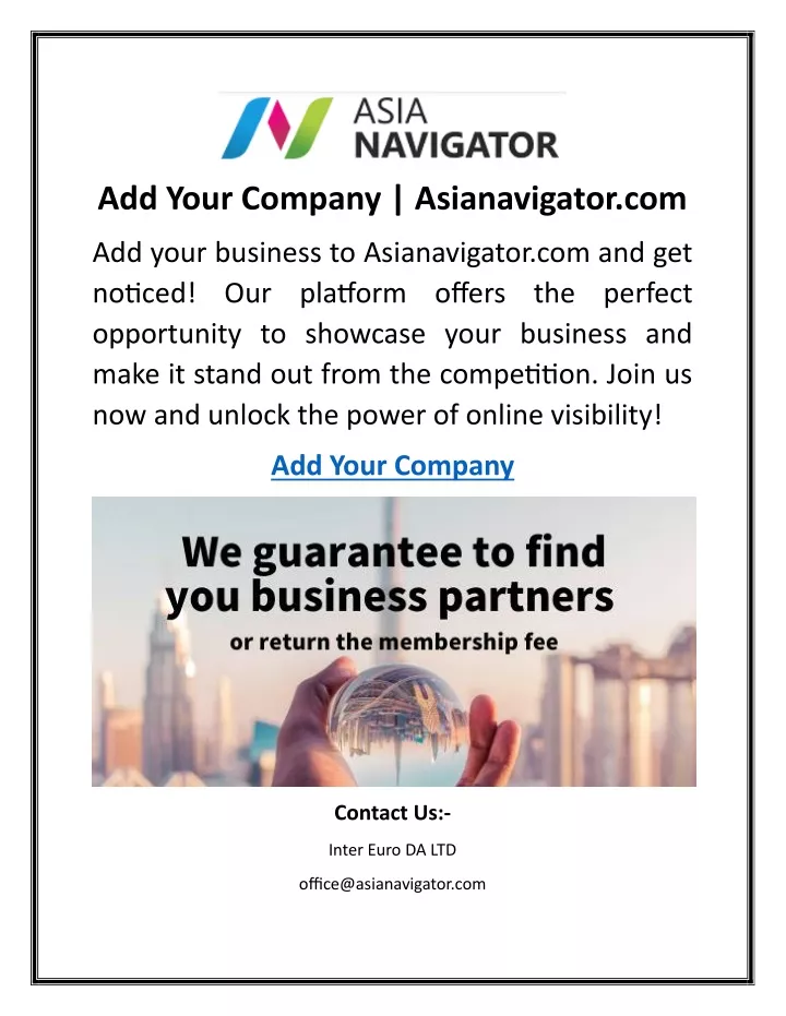 add your company asianavigator com